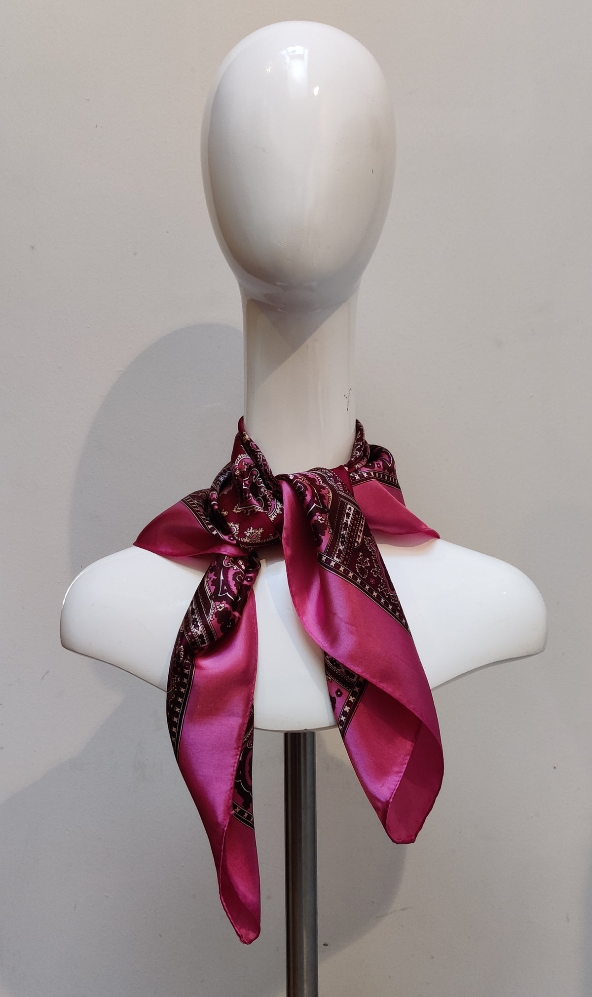 Vintage 1960s Hammura Japanese Ornate Baroque Paisley Acetate Satin Scarf