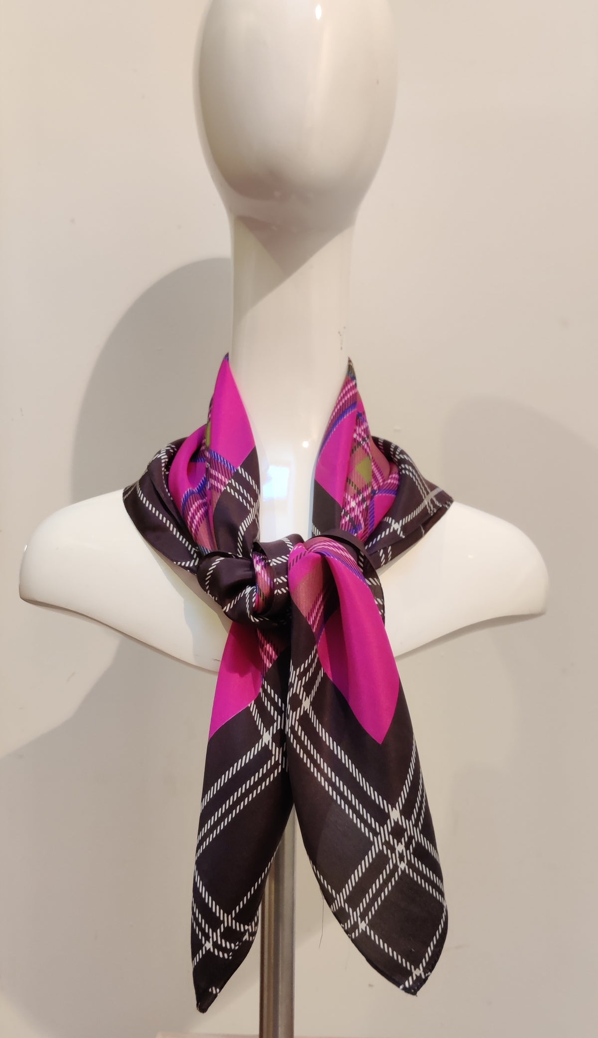 Vintage Passigatti Italian Silk Plaid Square Scarf