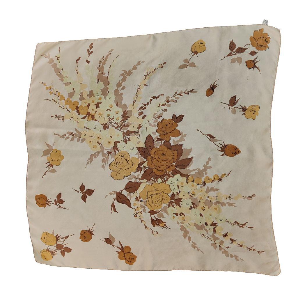Vintage Italian Silk Floral Scarf