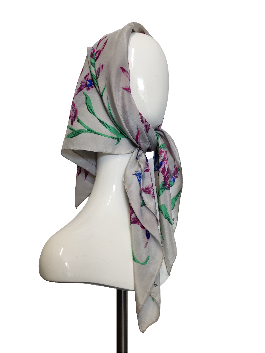 Vintage Silk Floral Scarf
