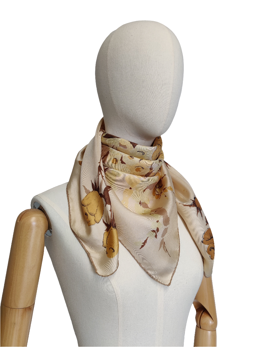Vintage Italian Silk Floral Scarf