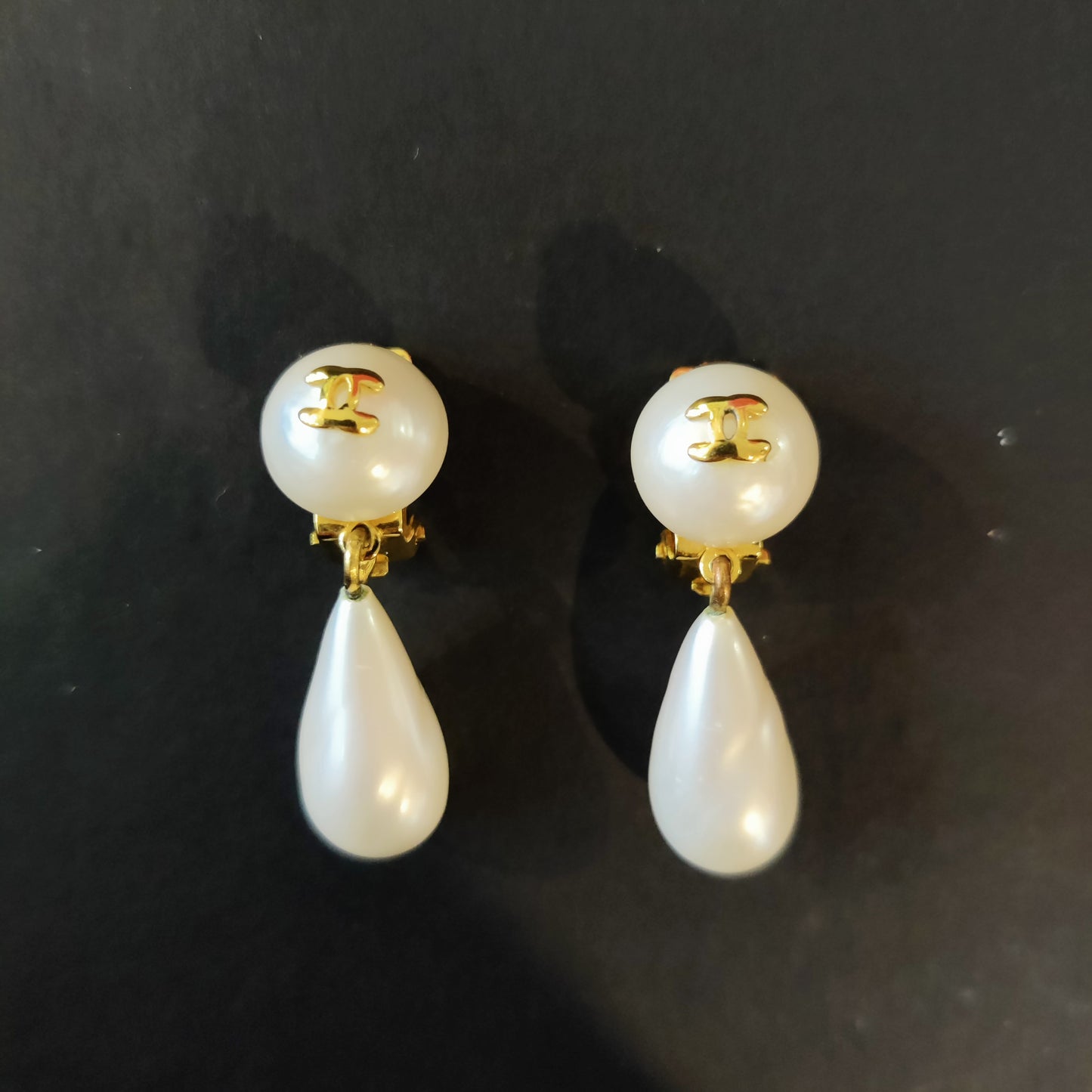 Vintage Chanel Faux Pearl Clip Earrings