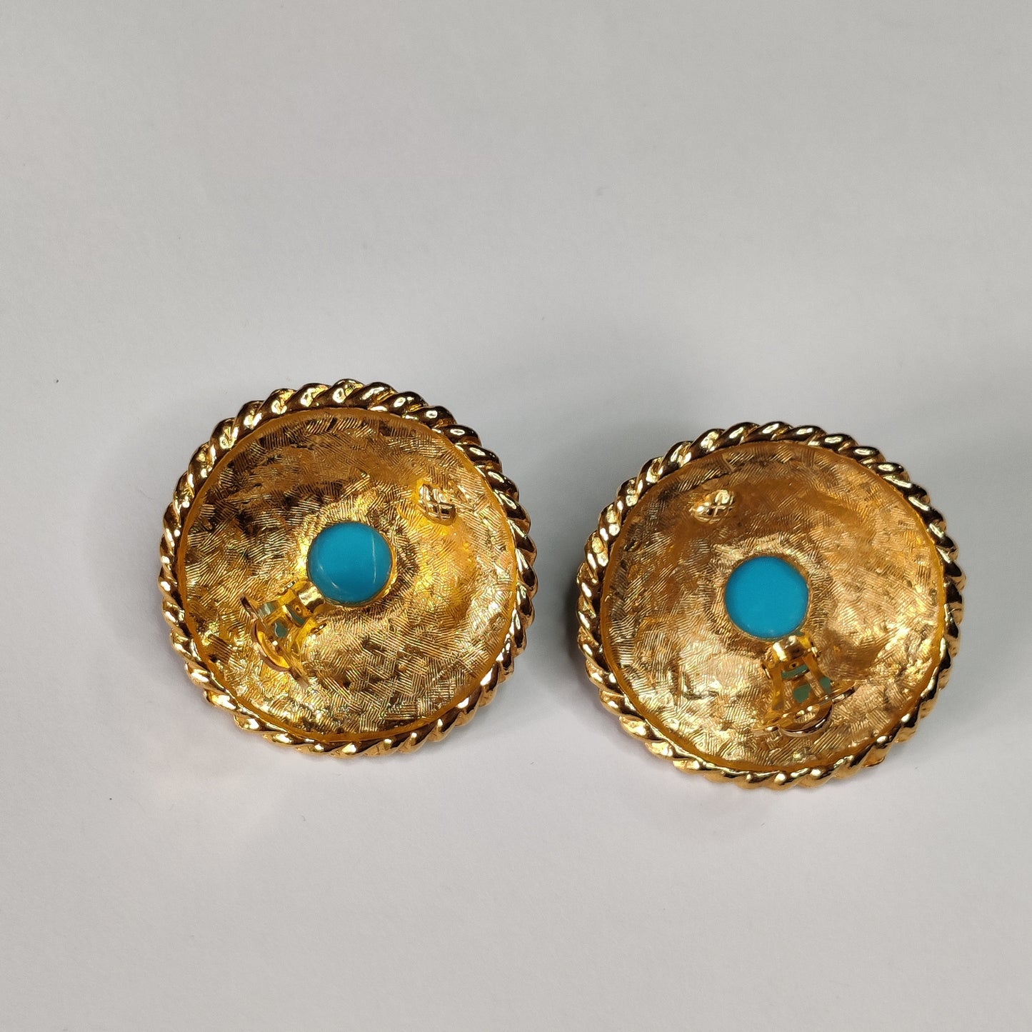 1980s Turquoise Enamel Clip Earrings