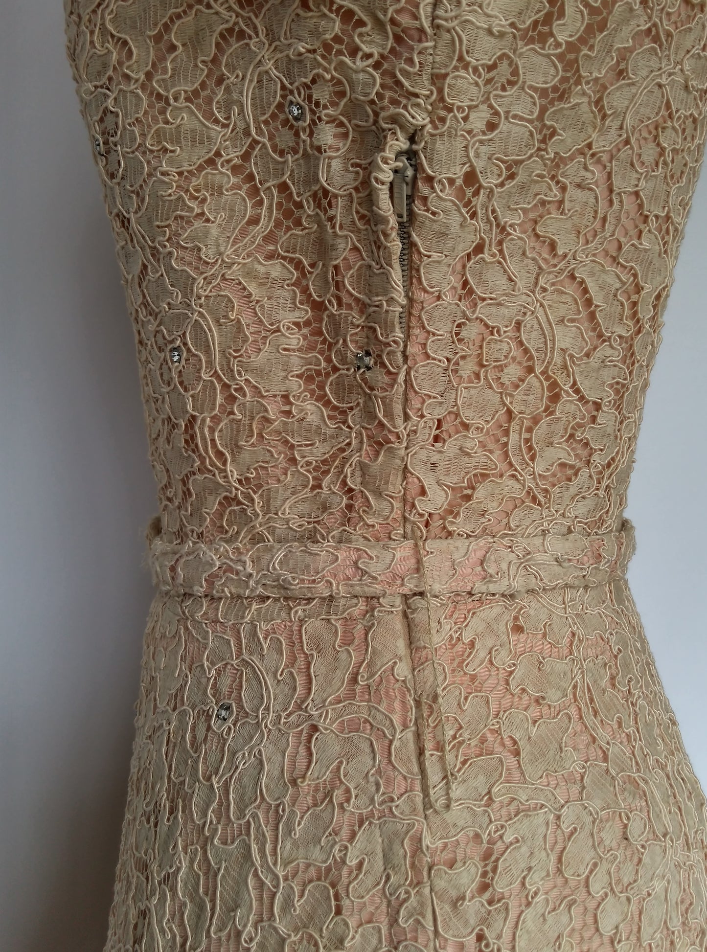 Diamante studded lace 1950s dress