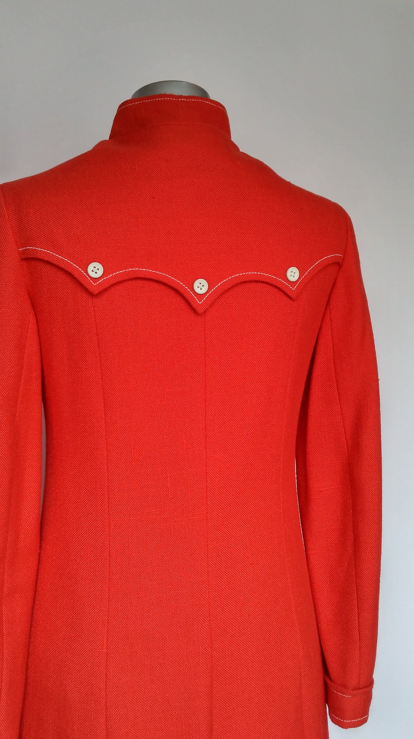 Red Linen Look 1960s Coat