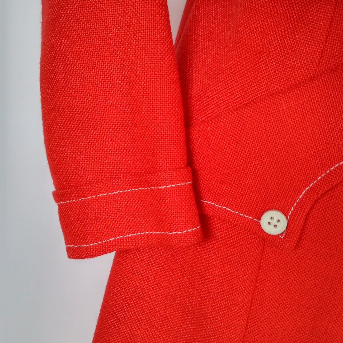 Red Linen Look 1960s Coat