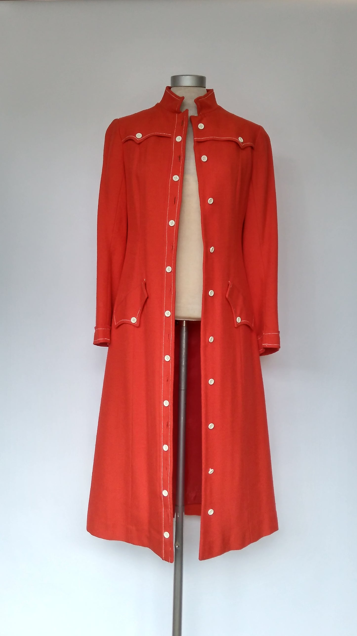 Red Linen Look 1960s Coat