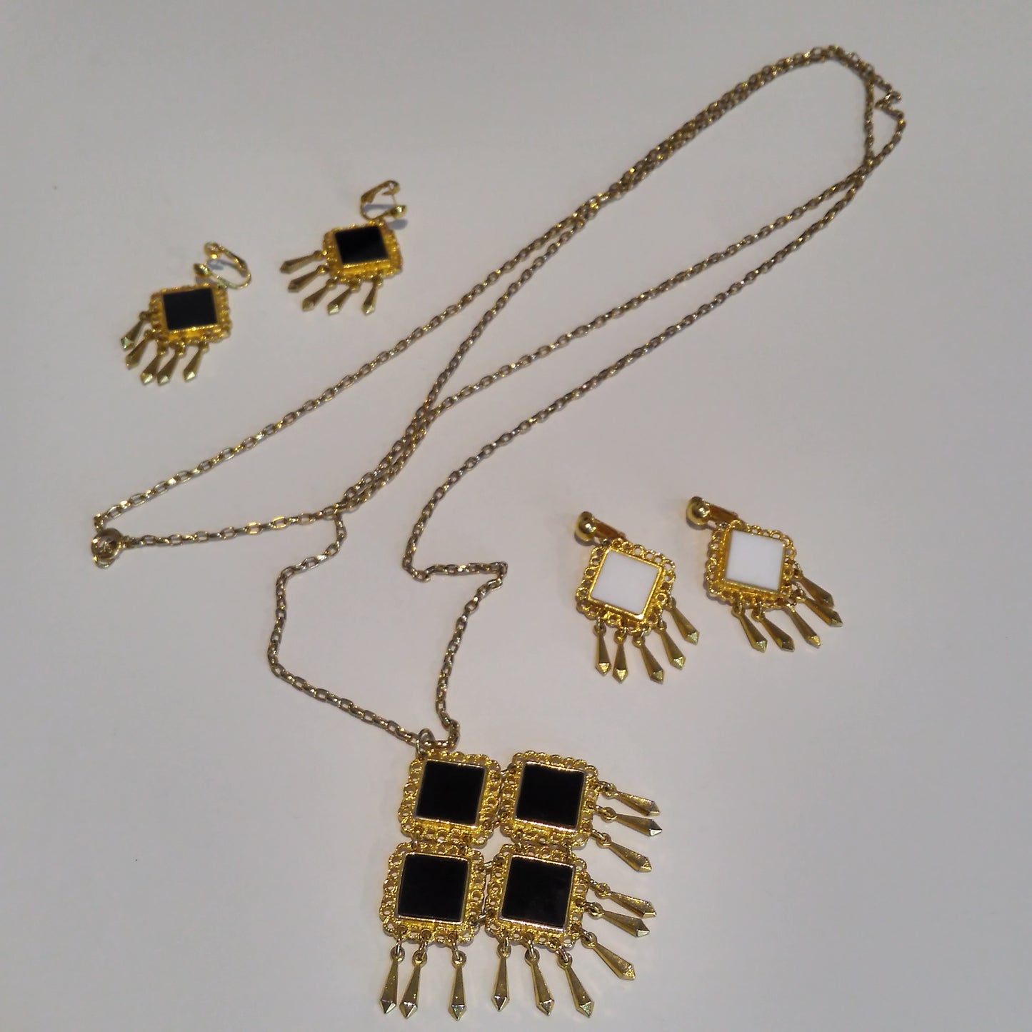 1960s Reversible Pendant Necklace & Earrings Set