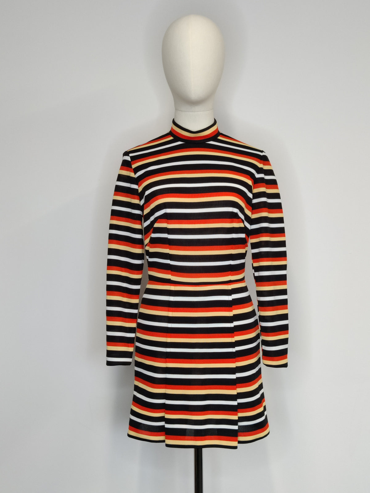 Vintage 1960s Glenard London Striped Mod Mini Dress
