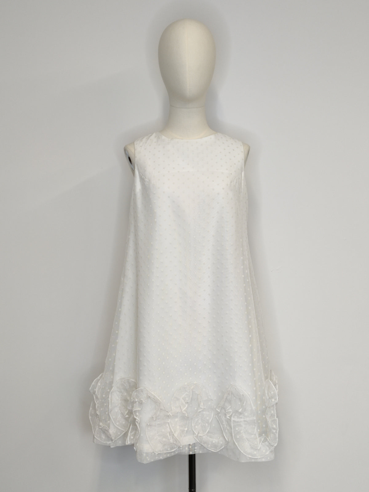 1960s Amanuella by Berkertex Swiss-Dot Ruffle Cocktail Dress