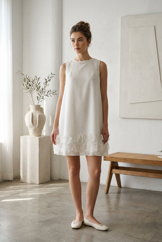 1960s Amanuella by Berkertex Swiss-Dot Ruffle Cocktail Dress