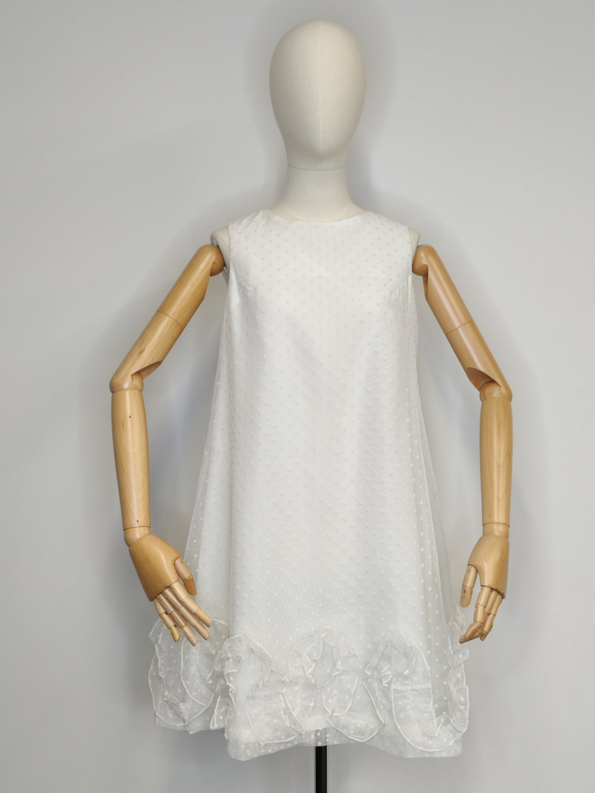1960s Amanuella by Berkertex Swiss-Dot Ruffle Cocktail Dress