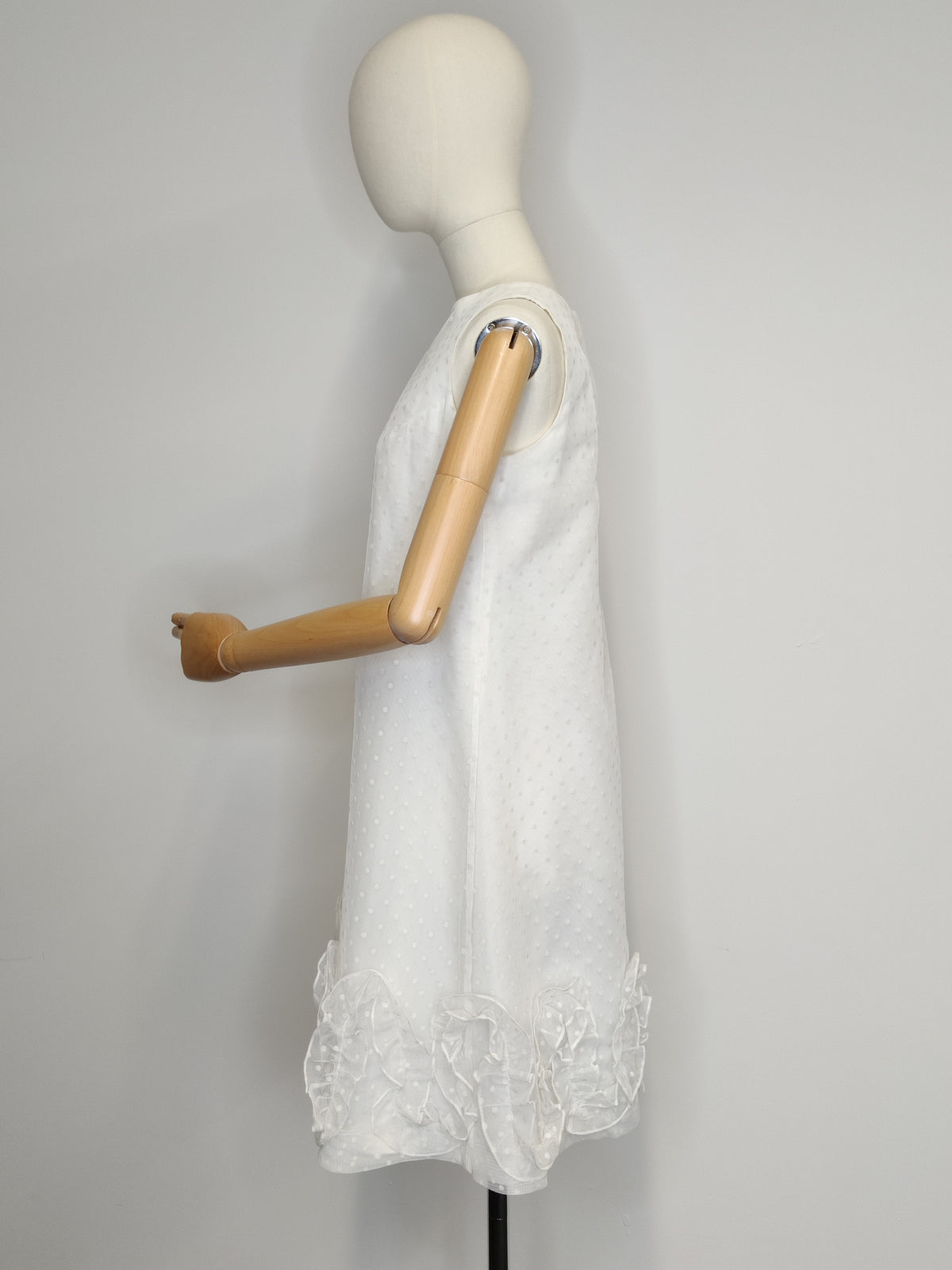 1960s Amanuella by Berkertex Swiss-Dot Ruffle Cocktail Dress