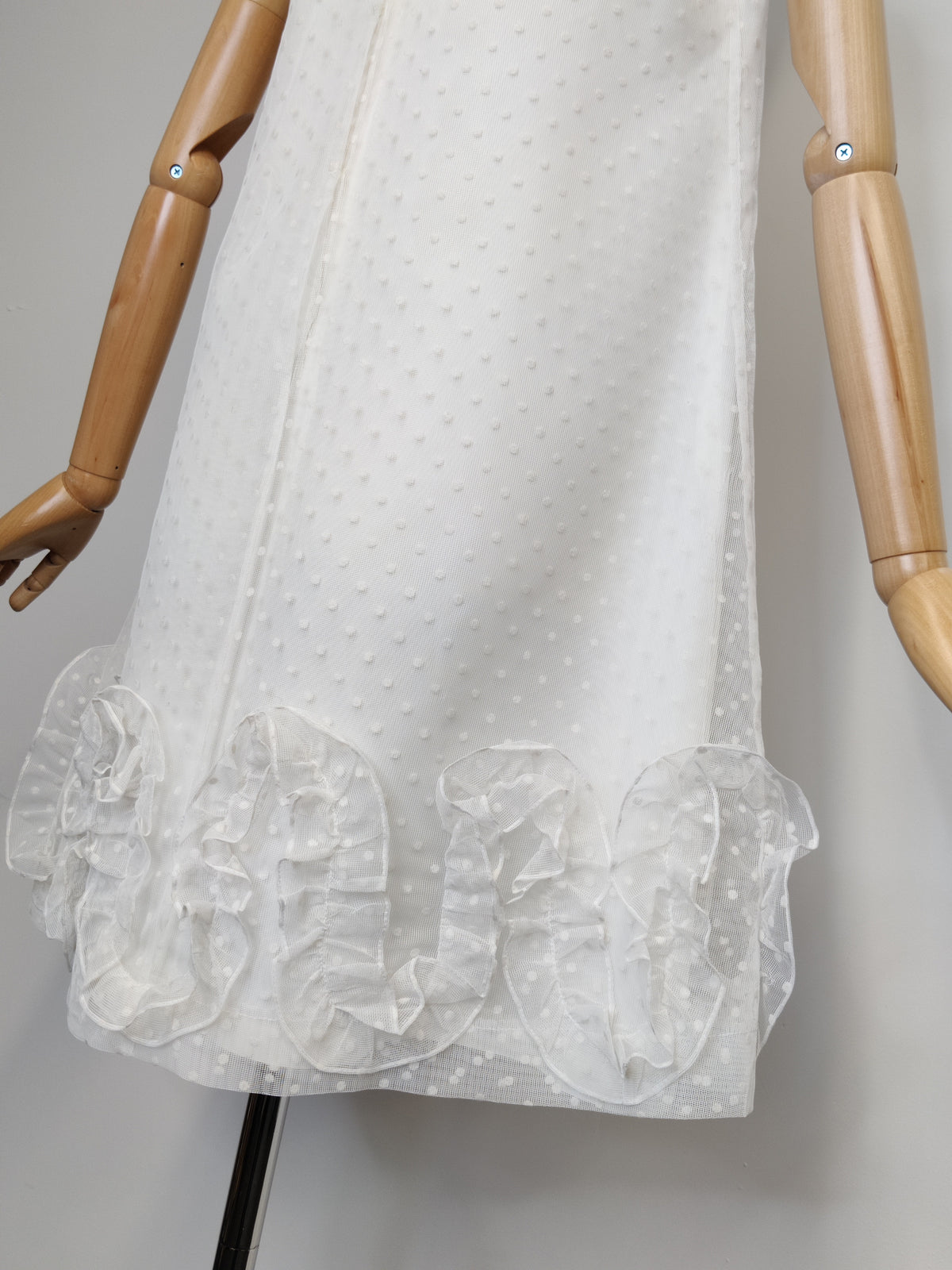 1960s Amanuella by Berkertex Swiss-Dot Ruffle Cocktail Dress