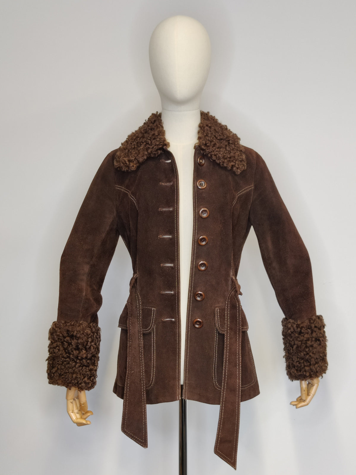 1970s Vintage Chocolate Suede "Penny Lane" Belted Jacket – Made in England by Suede & Leathercraft Ltd