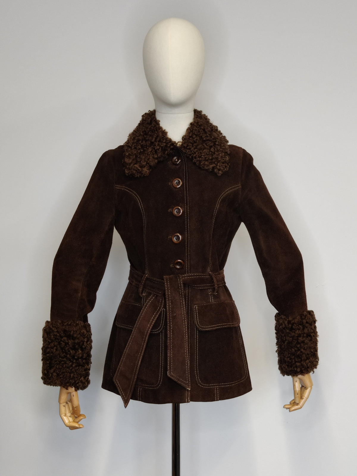 1970s Vintage Chocolate Suede "Penny Lane" Belted Jacket – Made in England by Suede & Leathercraft Ltd