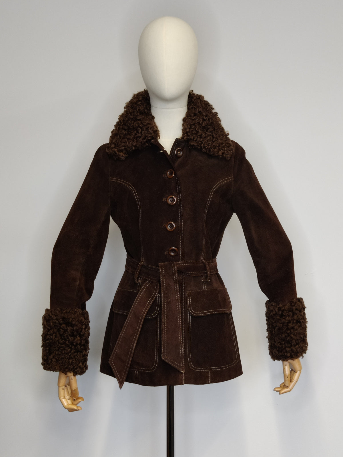 1970s Vintage Chocolate Suede "Penny Lane" Belted Jacket – Made in England by Suede & Leathercraft Ltd