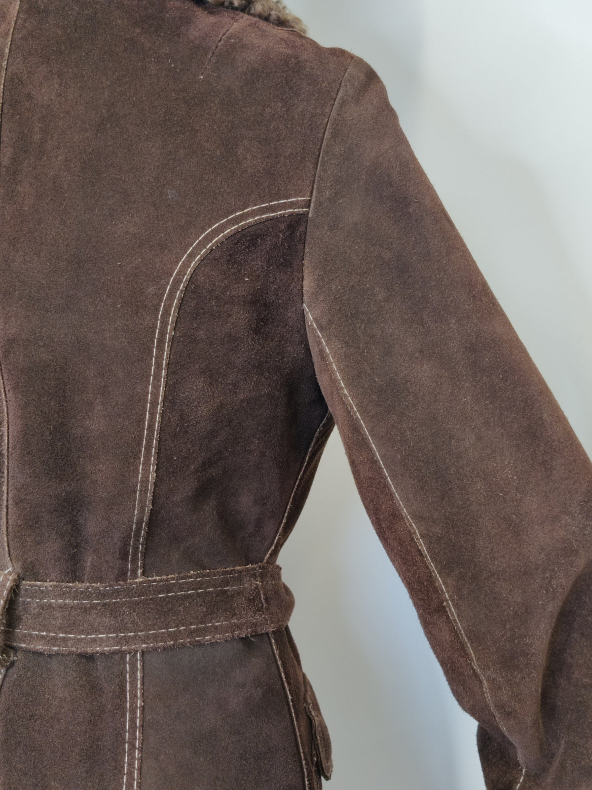 1970s Vintage Chocolate Suede "Penny Lane" Belted Jacket – Made in England by Suede & Leathercraft Ltd
