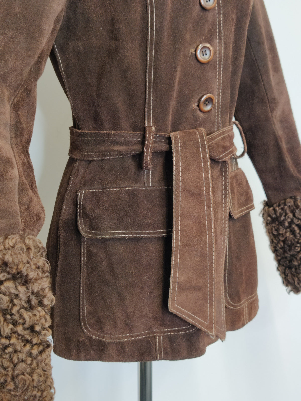1970s Vintage Chocolate Suede "Penny Lane" Belted Jacket – Made in England by Suede & Leathercraft Ltd