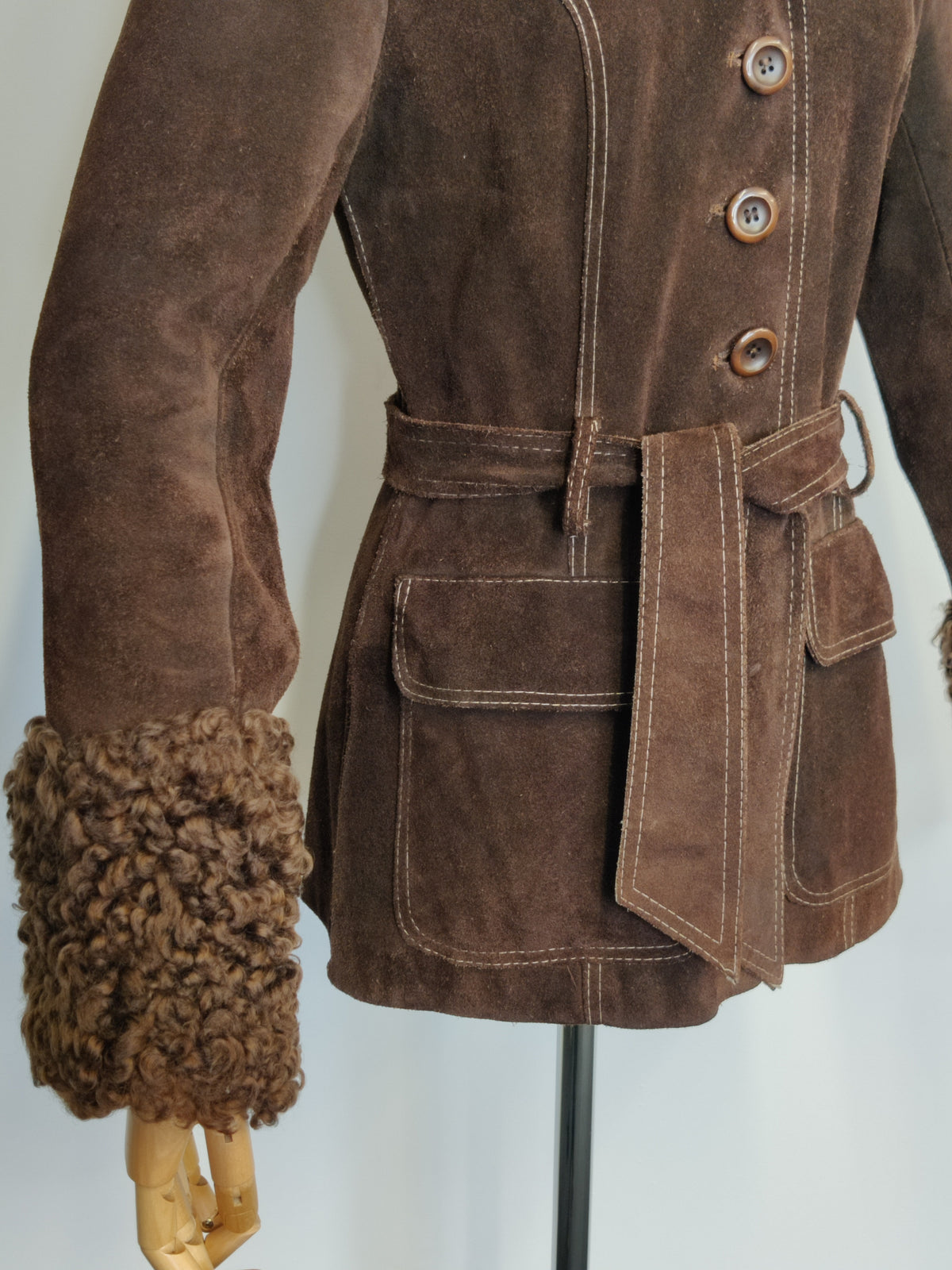 1970s Vintage Chocolate Suede "Penny Lane" Belted Jacket – Made in England by Suede & Leathercraft Ltd