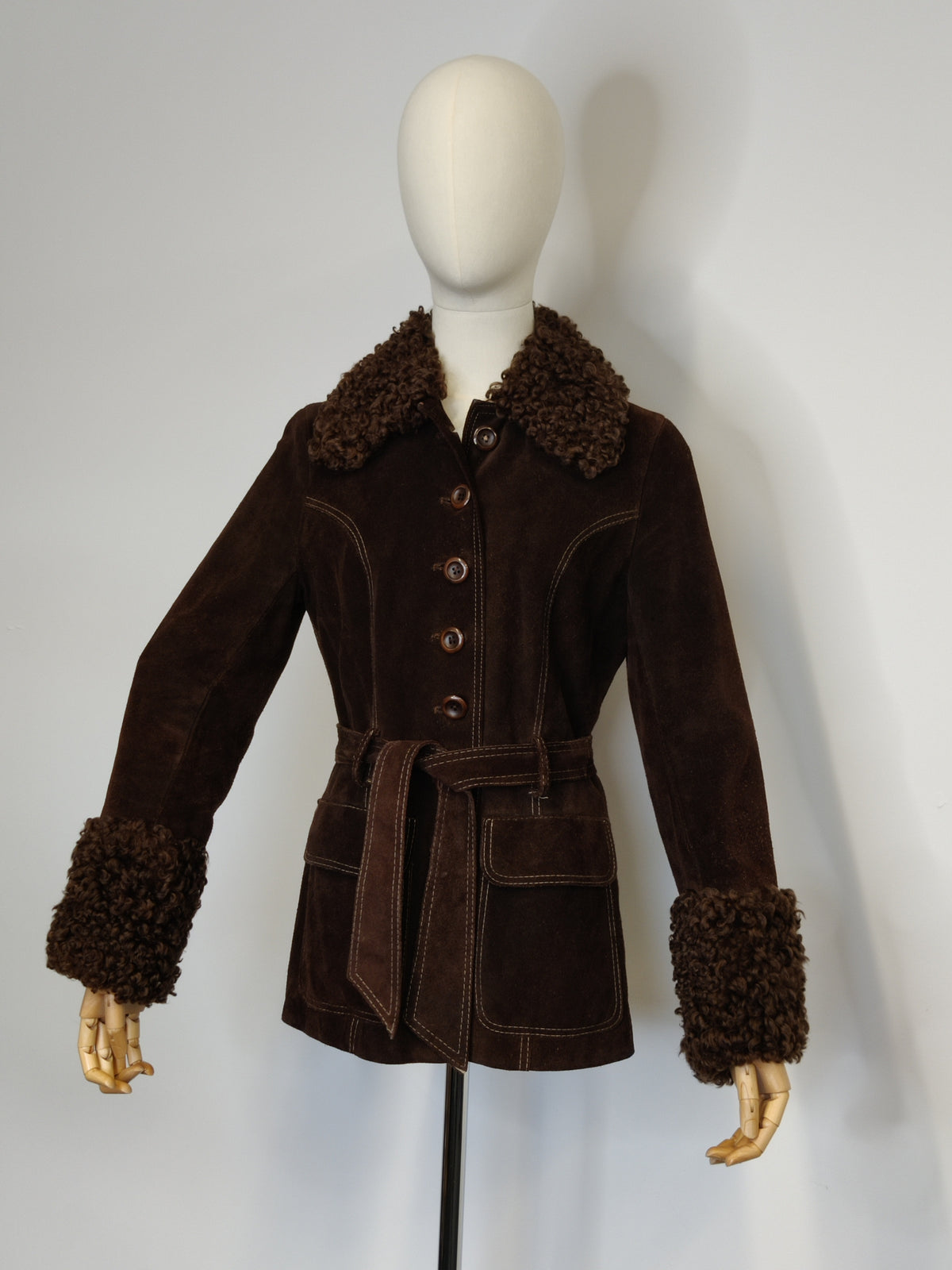 1970s Vintage Chocolate Suede "Penny Lane" Belted Jacket – Made in England by Suede & Leathercraft Ltd