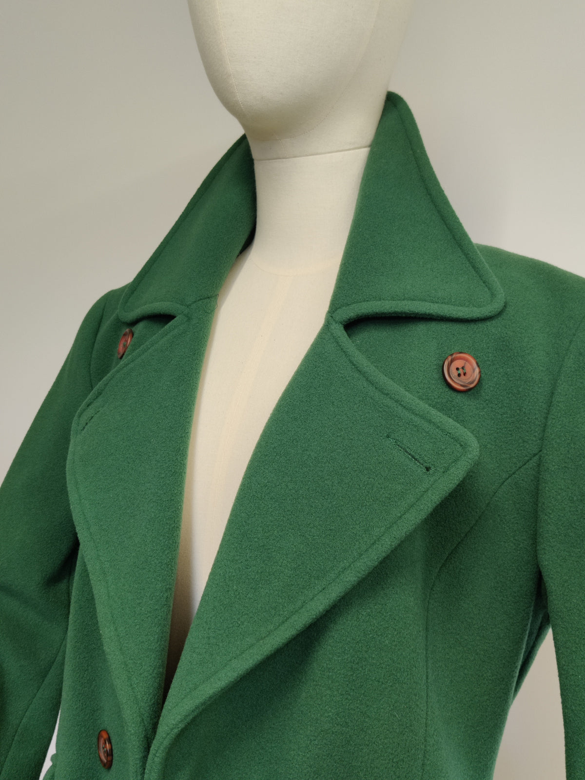 Vintage Gina Italian Wool & Cashmere Double Breasted Coat in Forrest Green