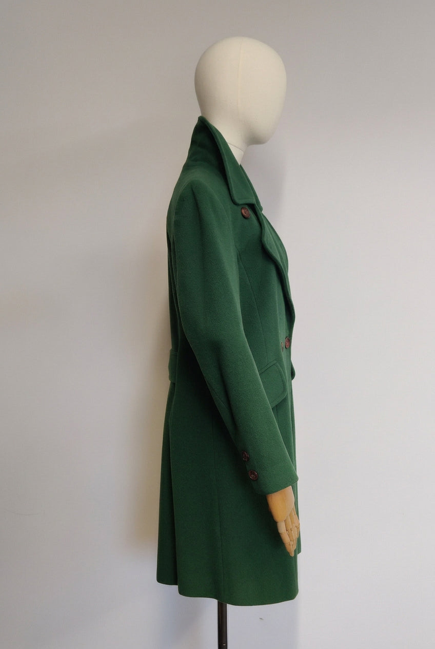 Vintage Gina Italian Wool & Cashmere Double Breasted Coat in Forrest Green