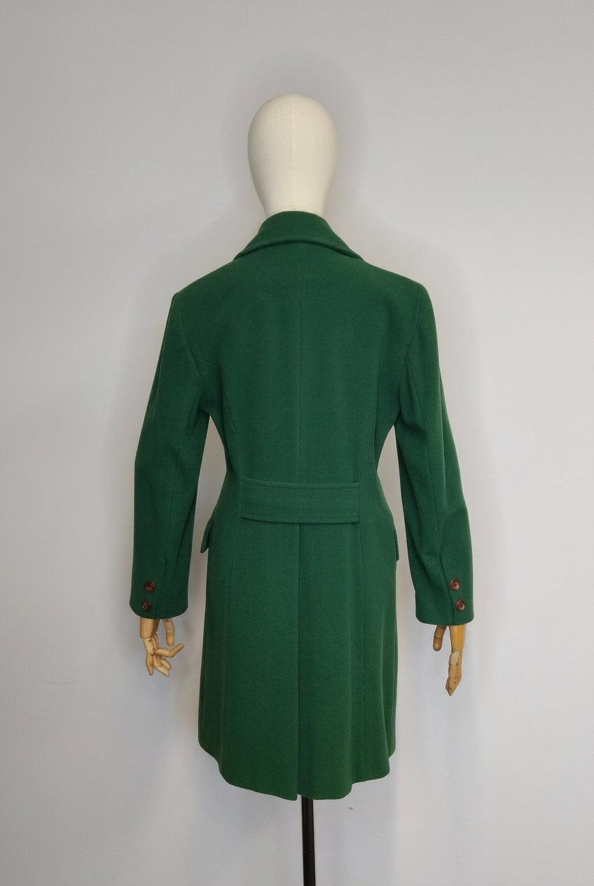 Vintage Gina Italian Wool & Cashmere Double Breasted Coat in Forrest Green