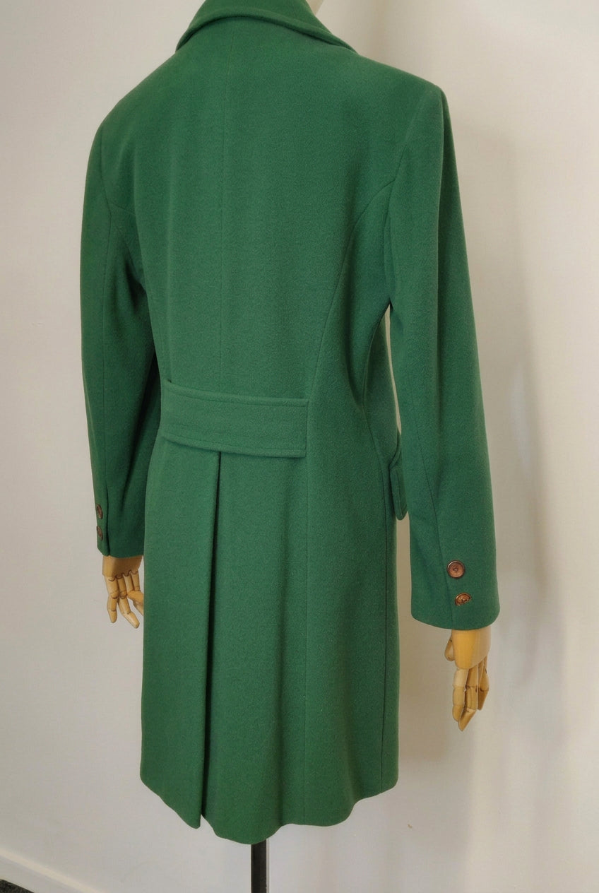 Vintage Gina Italian Wool & Cashmere Double Breasted Coat in Forrest Green