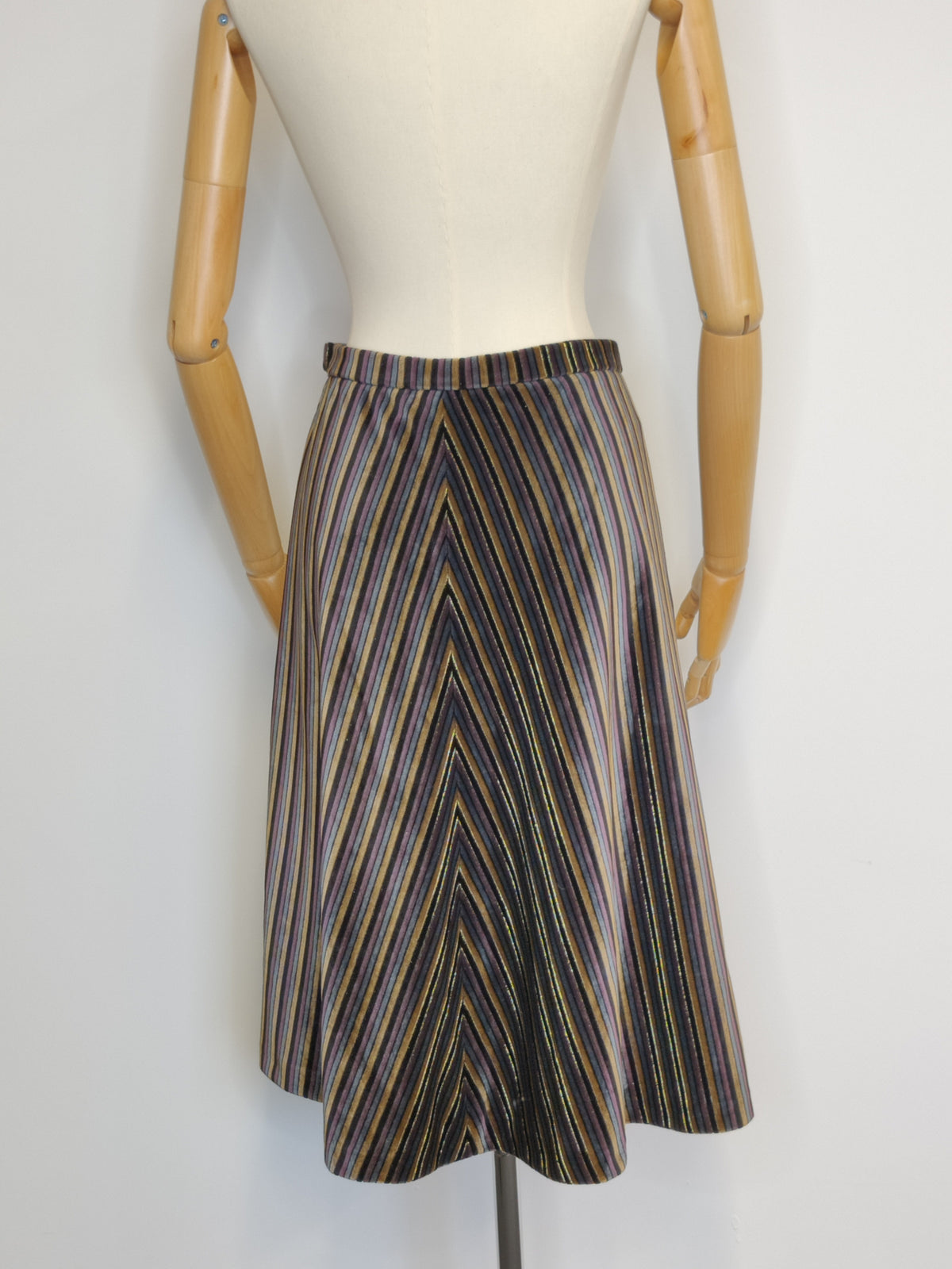Vintage 1970s Chevron Stripe Velvet Midi