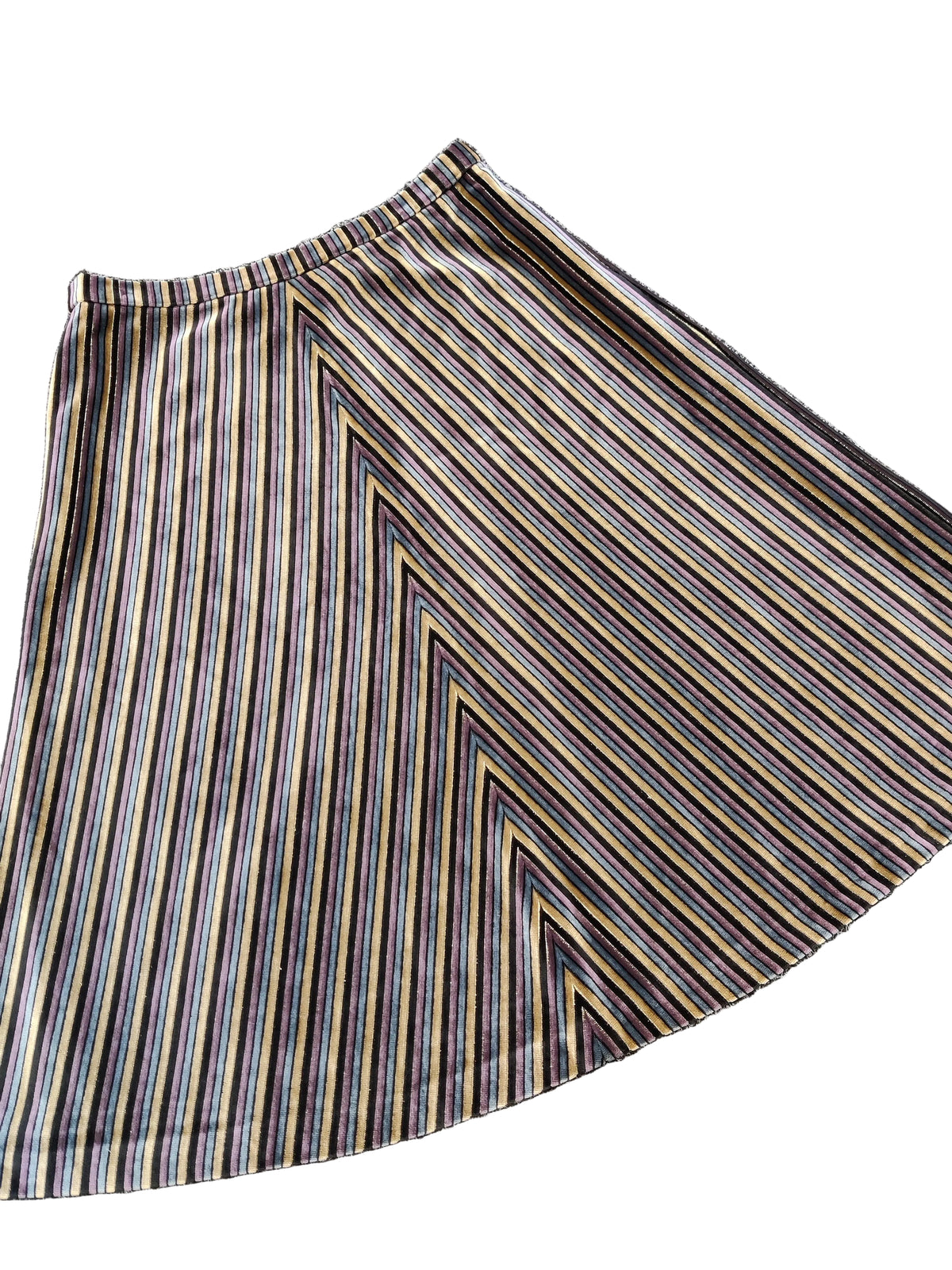 Vintage 1970s Chevron Stripe Velvet Midi