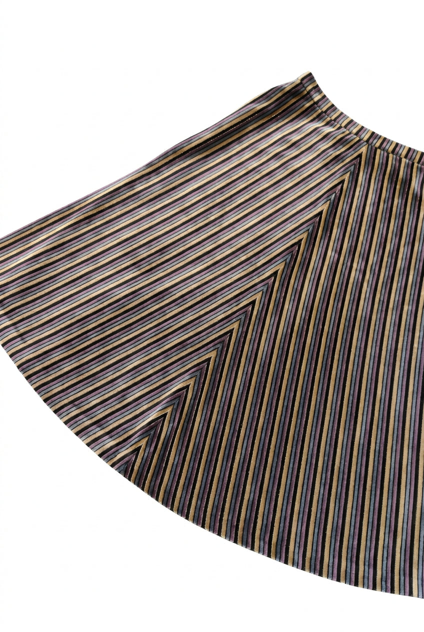 Vintage 1970s Chevron Stripe Velvet Midi