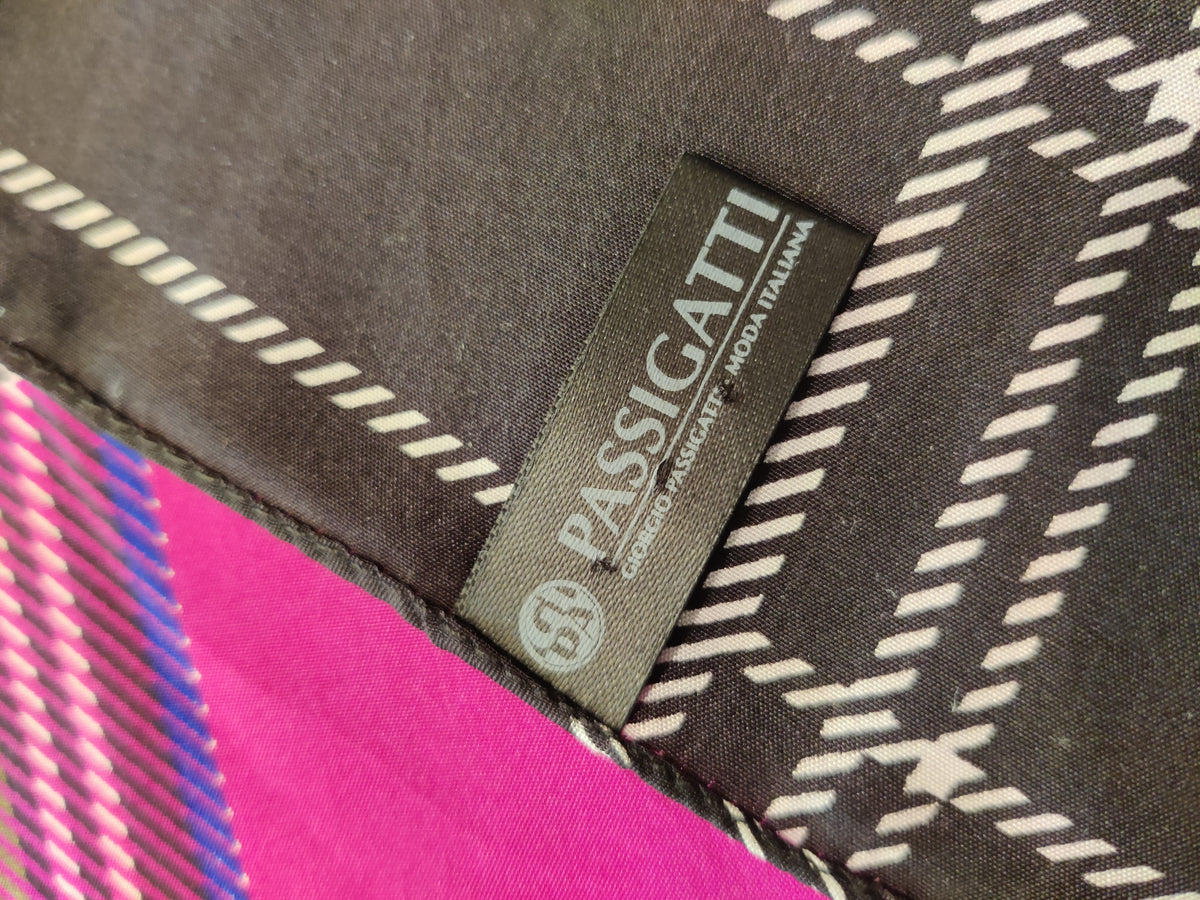 Vintage Passigatti Italian Silk Plaid Square Scarf