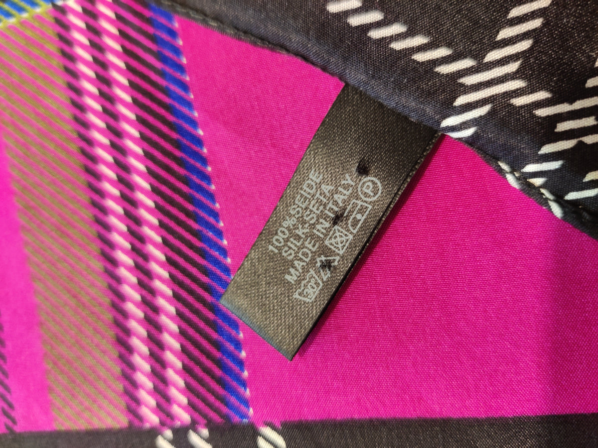 Vintage Passigatti Italian Silk Plaid Square Scarf