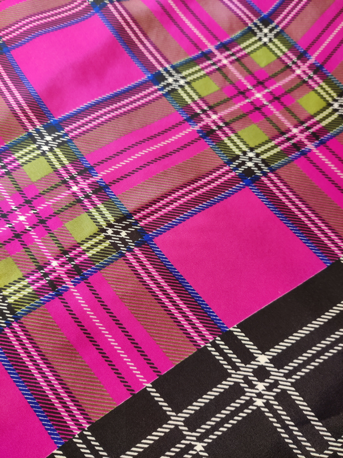 Vintage Passigatti Italian Silk Plaid Square Scarf