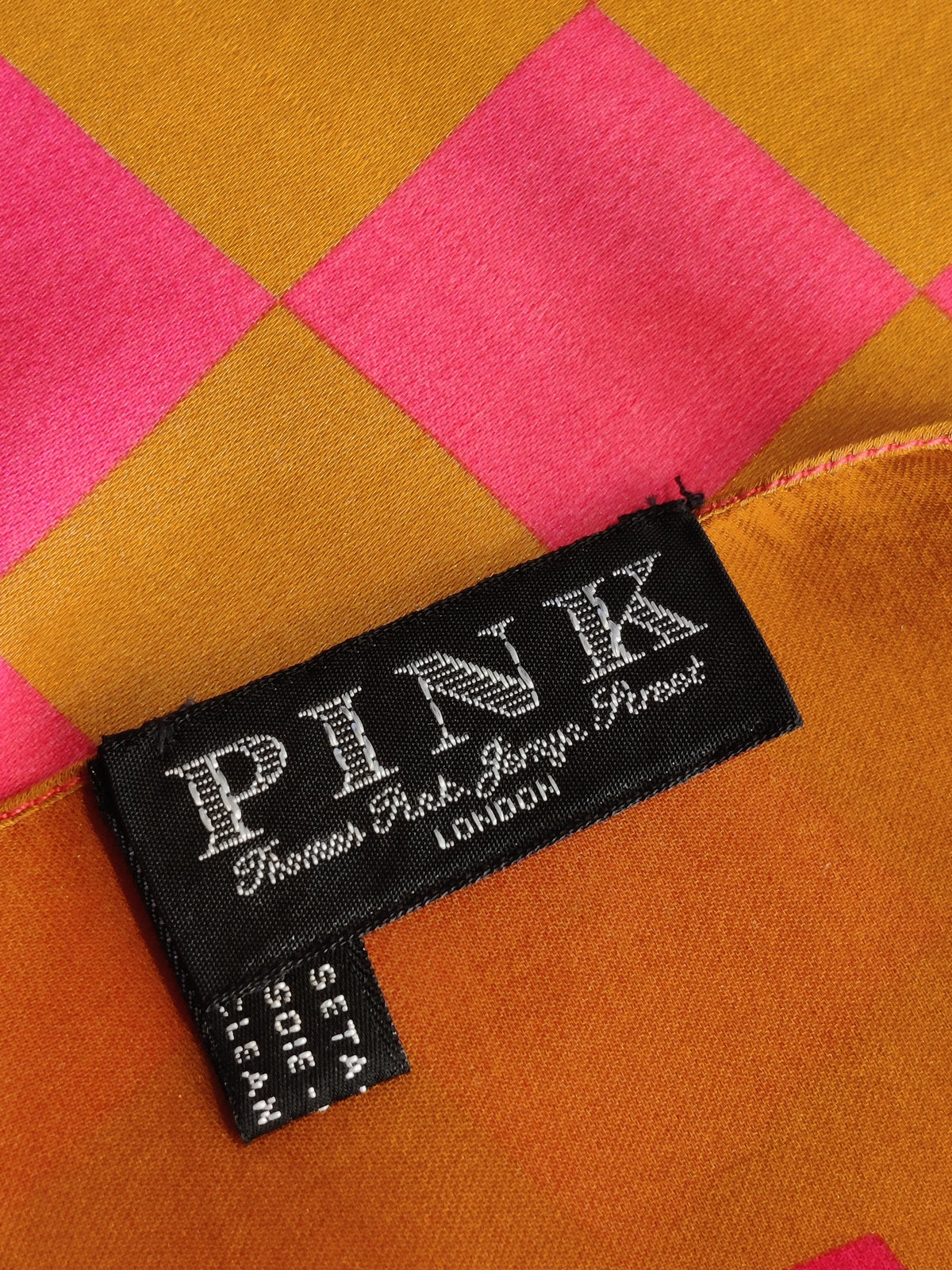 Vintage Thomas Pink Jermyn Street Pure Silk Checkerboard Scarf