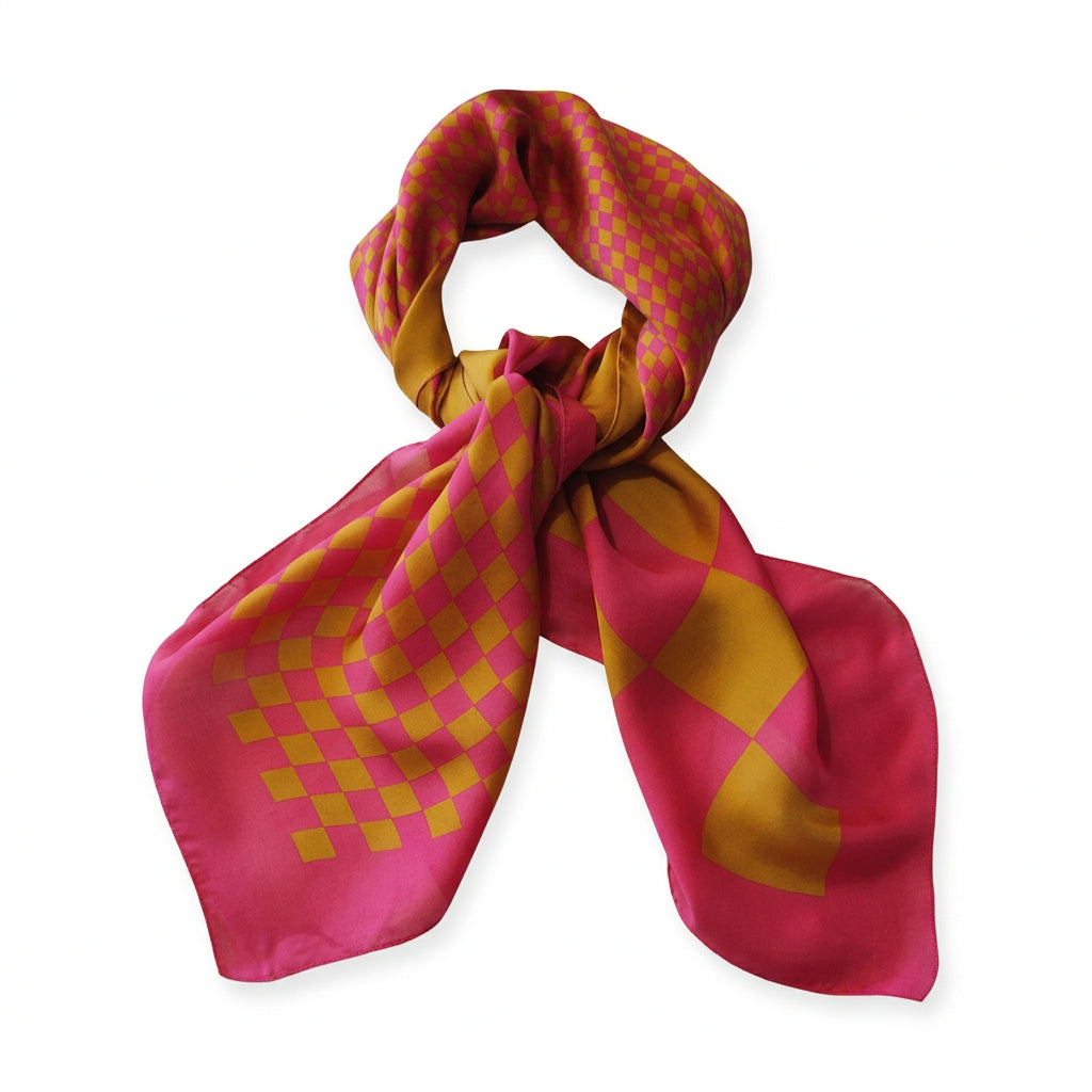 Vintage Thomas Pink Jermyn Street Pure Silk Checkerboard Scarf