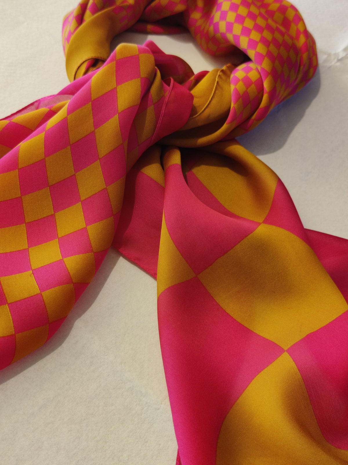 Vintage Thomas Pink Jermyn Street Pure Silk Checkerboard Scarf