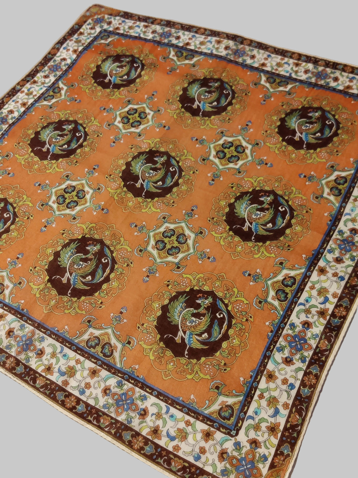 Vintage Persian-Motif Cotton Gauze  Neckerchief/Pocket Square