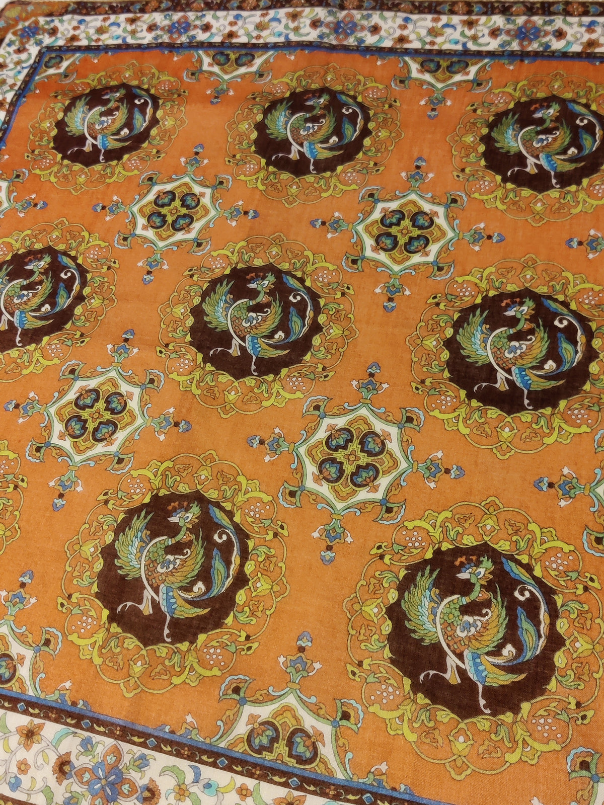 Vintage Persian-Motif Cotton Gauze  Neckerchief/Pocket Square