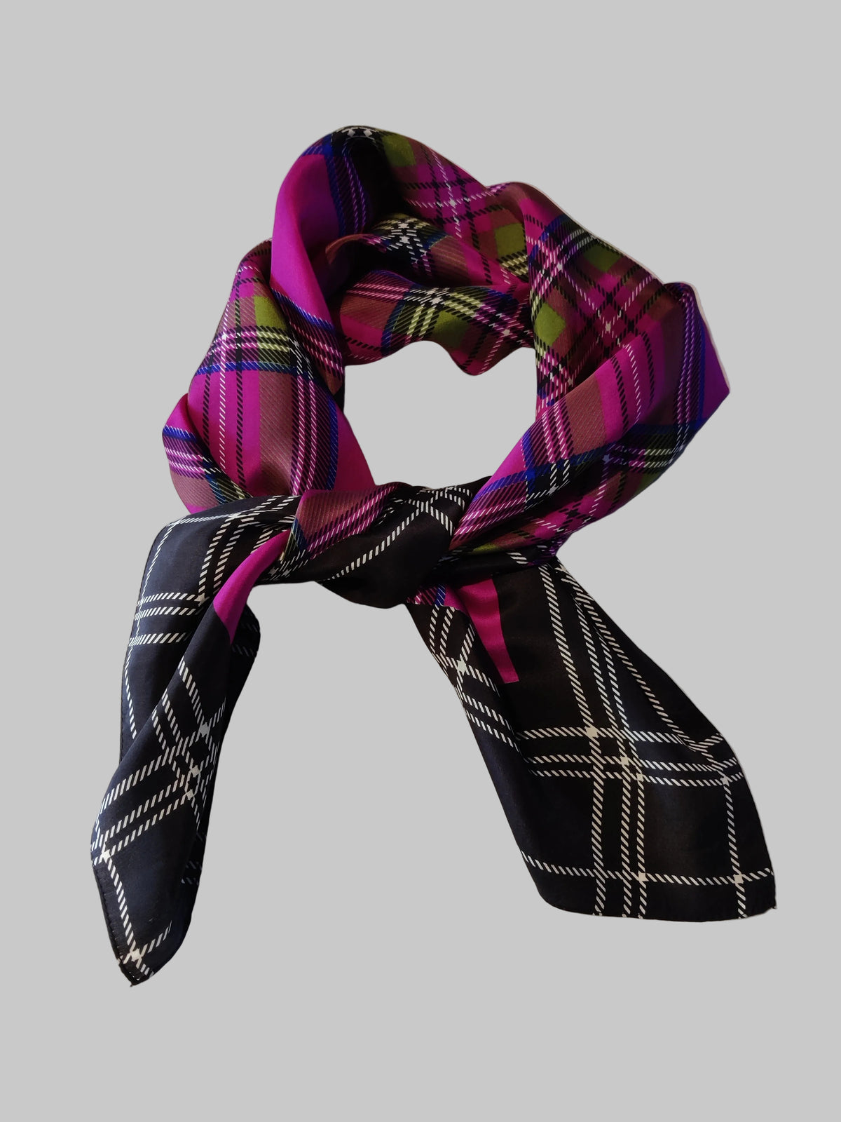 Vintage Passigatti Italian Silk Plaid Square Scarf
