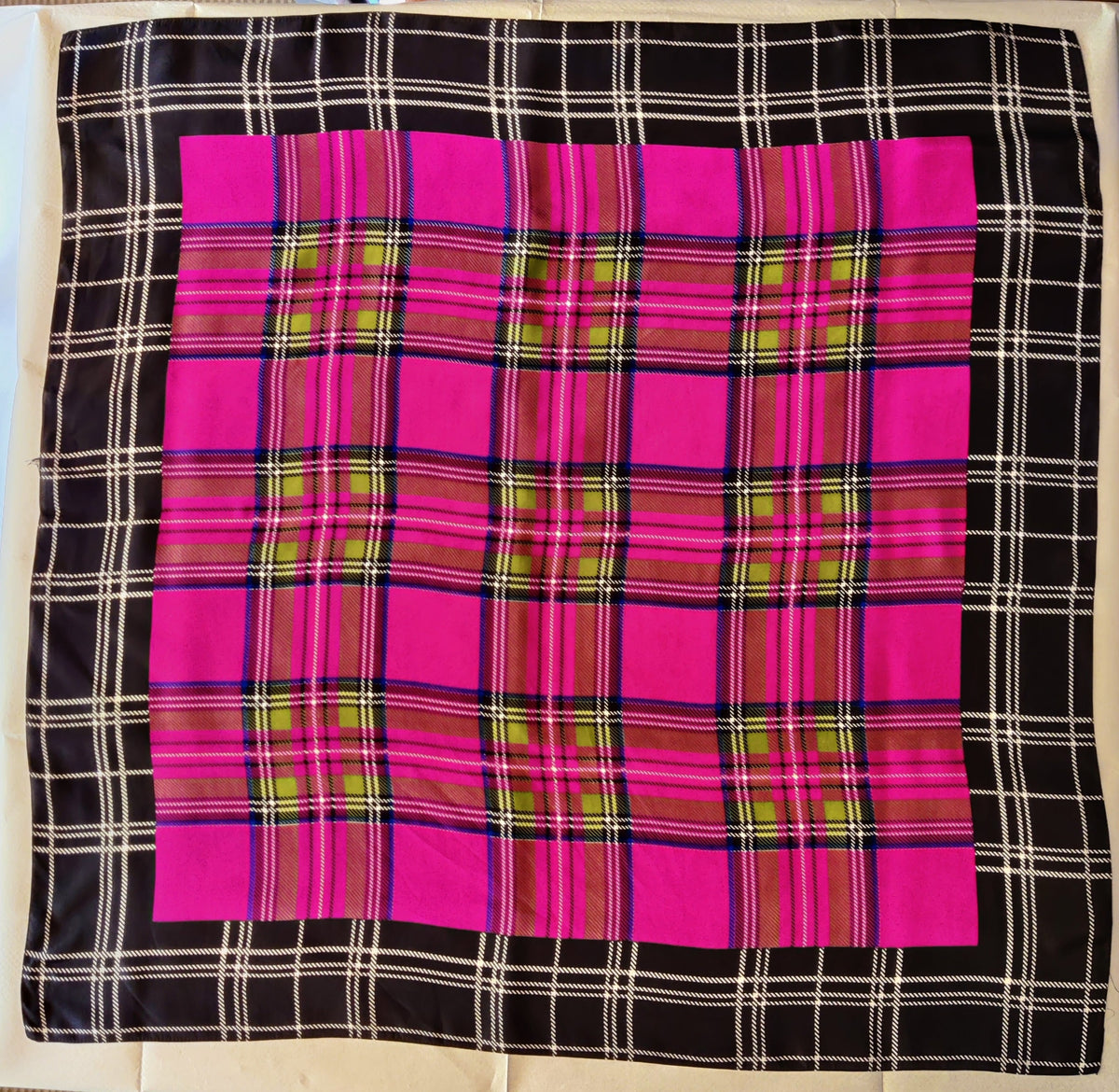 Vintage Passigatti Italian Silk Plaid Square Scarf