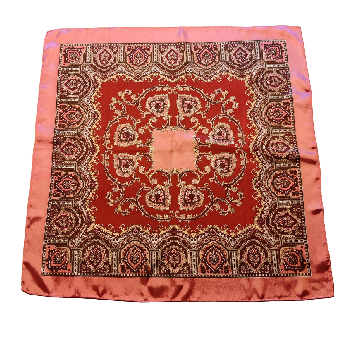 Vintage 1960s Hammura Japanese Ornate Baroque Paisley Acetate Satin Scarf