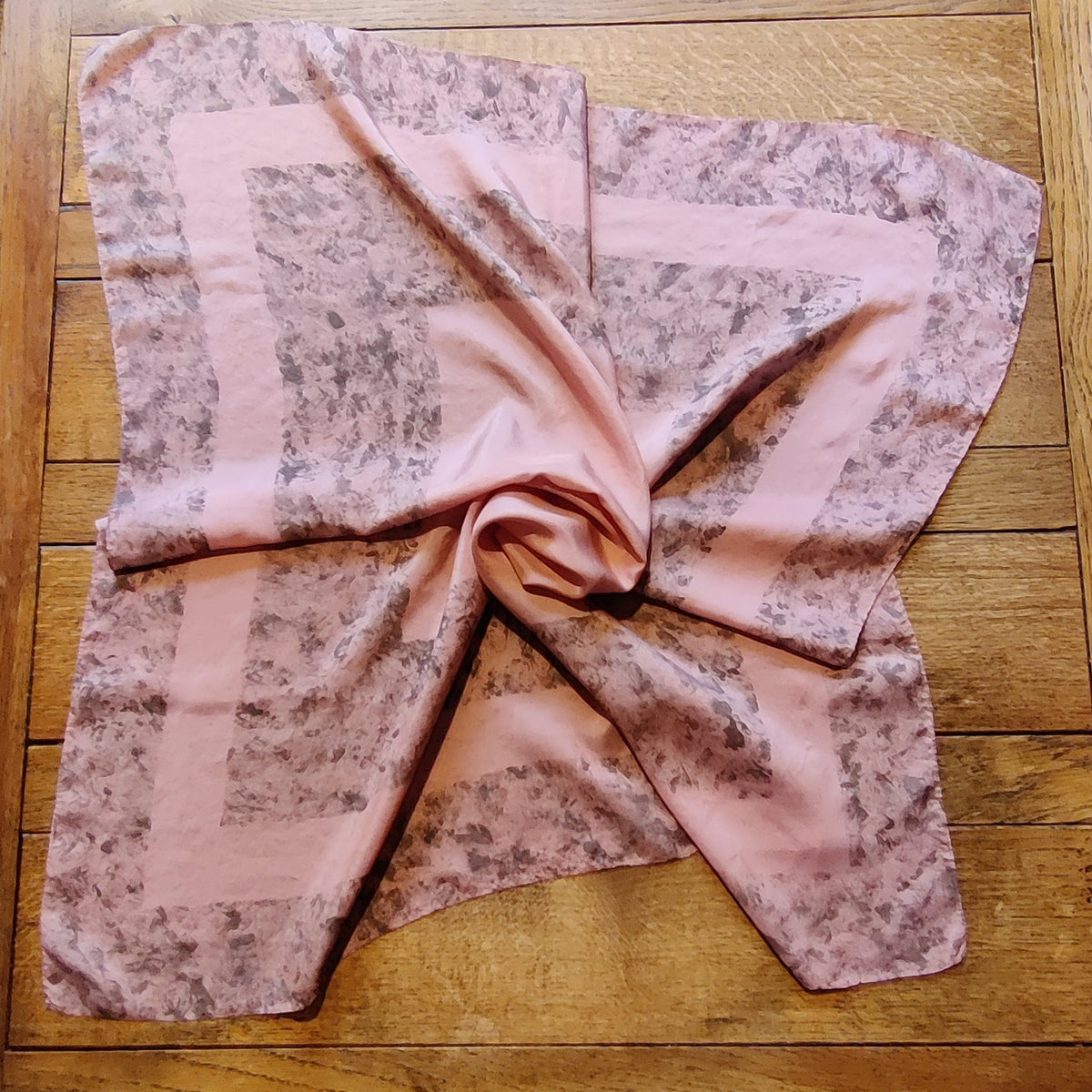Timeless Vintage Dusky Pink and Grey Silk Scarf