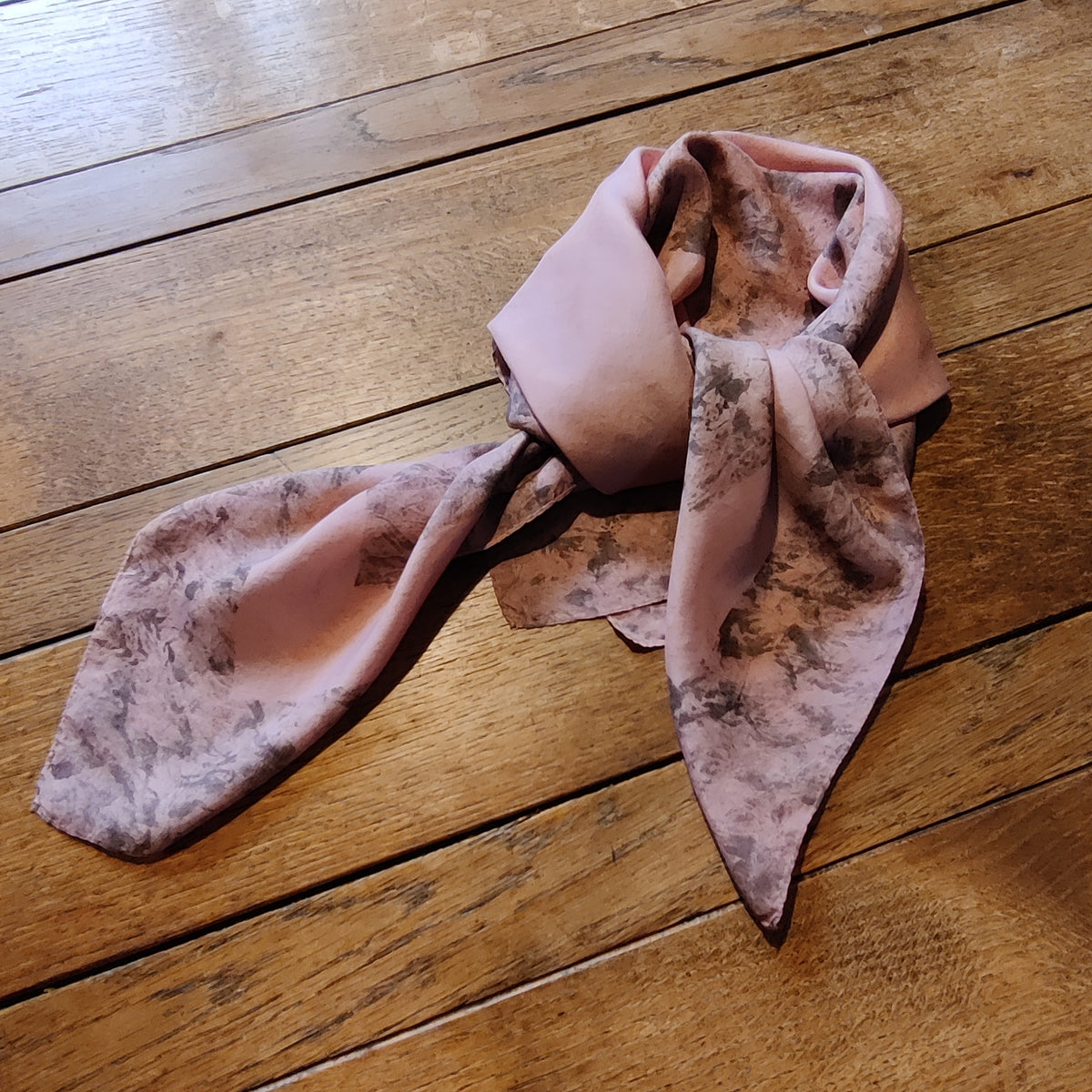 Timeless Vintage Dusky Pink and Grey Silk Scarf