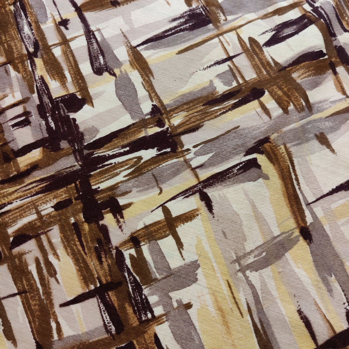Vintage Modernist Abstract Crosshatch Fringe Square Scarf