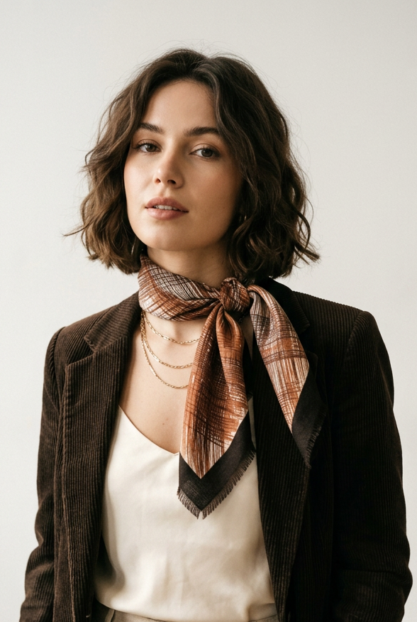 The Picasso of Plaid: 1970s Abstract Crosshatch Square Scarf