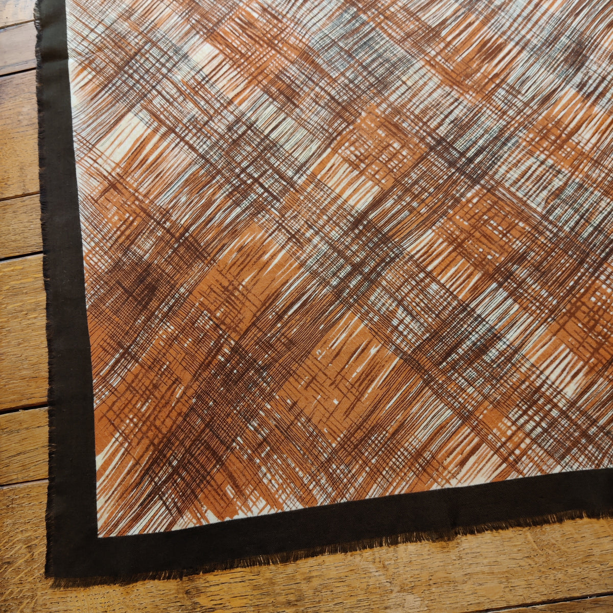 The Picasso of Plaid: 1970s Abstract Crosshatch Square Scarf