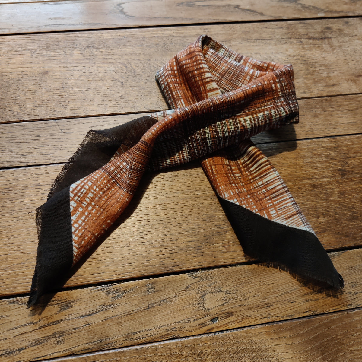 The Picasso of Plaid: 1970s Abstract Crosshatch Square Scarf