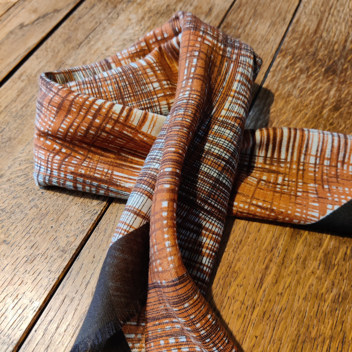 The Picasso of Plaid: 1970s Abstract Crosshatch Square Scarf